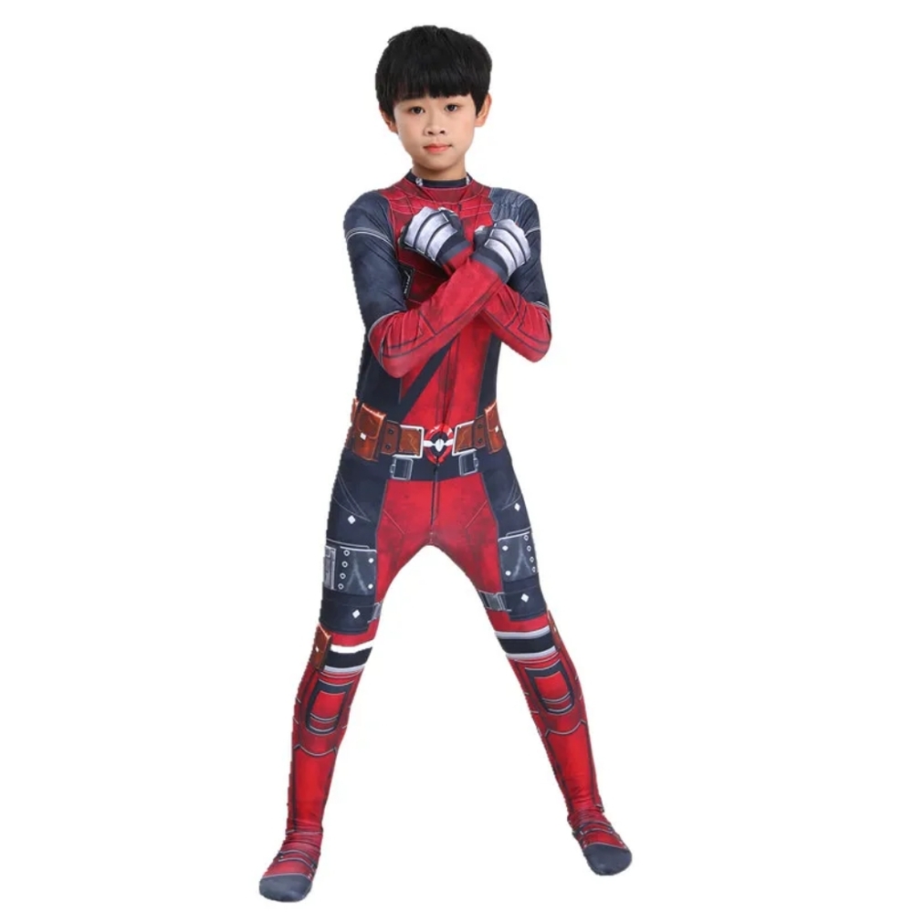 Size 6-7 Kids Deadpool Boys Halloween Marvel Costume 6 - 7 years Deadpool Onesie - Picture 3 of 7